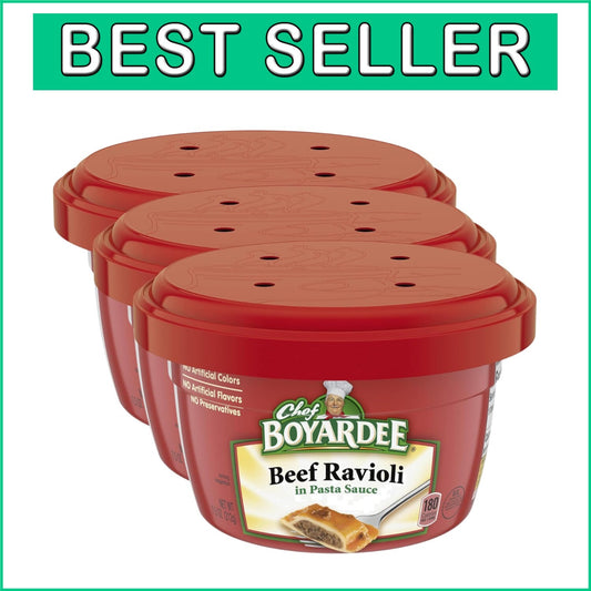 Easy Microwave Beef Ravioli in Pasta Sauce - Pack of 12 Convenient Bowls