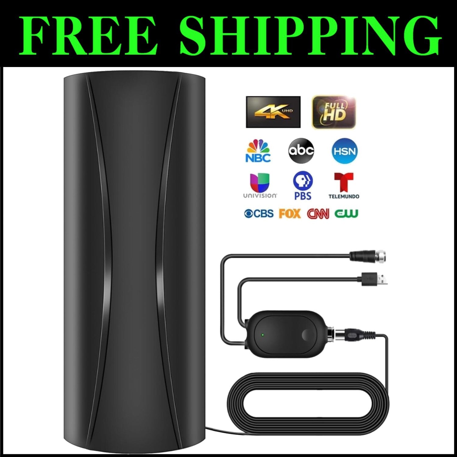 2200+ Miles Range Indoor TV Antenna with Amplifier - 1400 Channels Supported