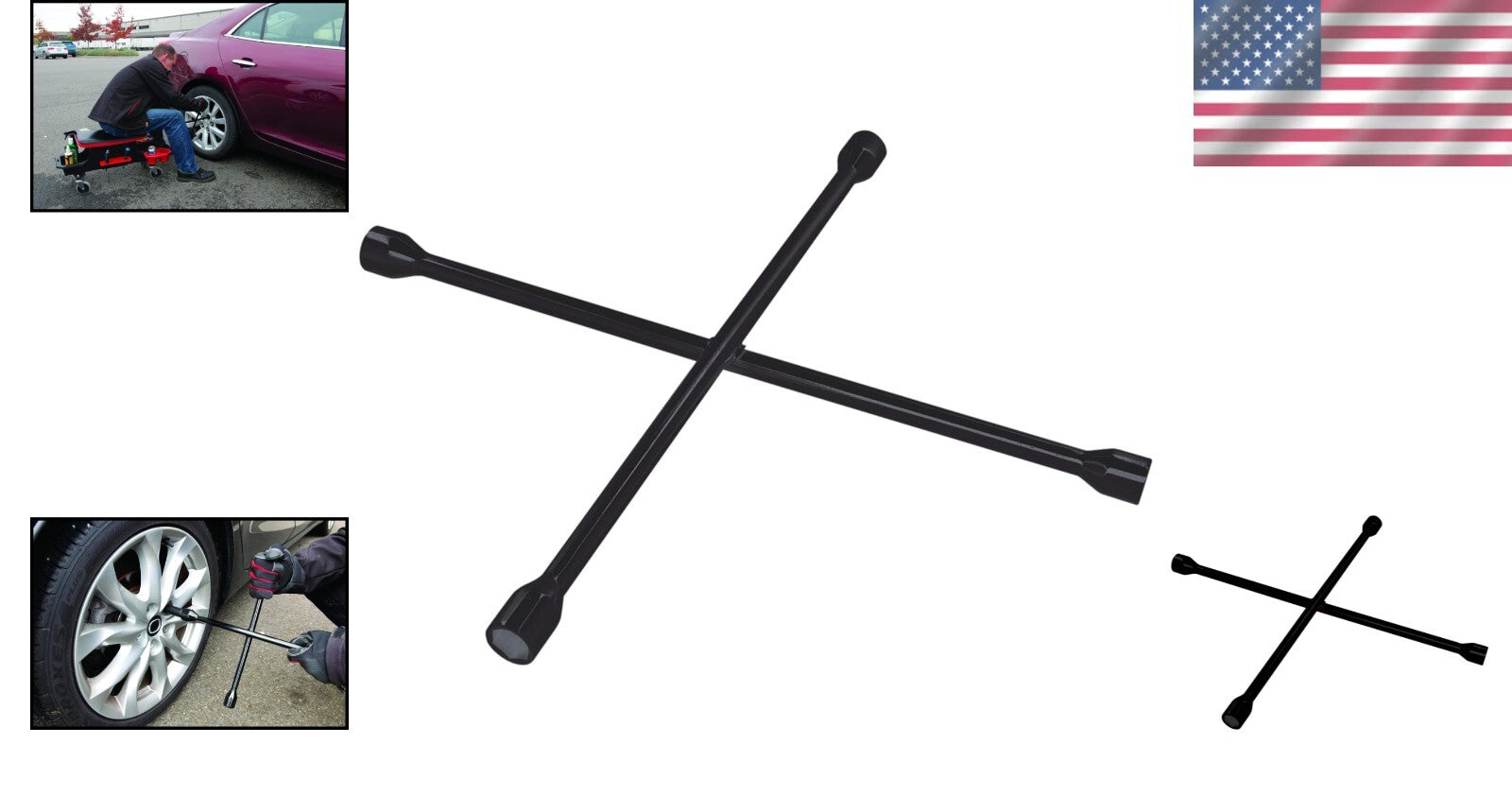 Ergonomic 4-Way Lug Wrench for Trucks - 25" Drop Forged Steel Design
