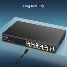 Load image into Gallery viewer, High-Speed 16-Port Ethernet Switch with 1000Mbps Uplinks &amp; Lightning Protection