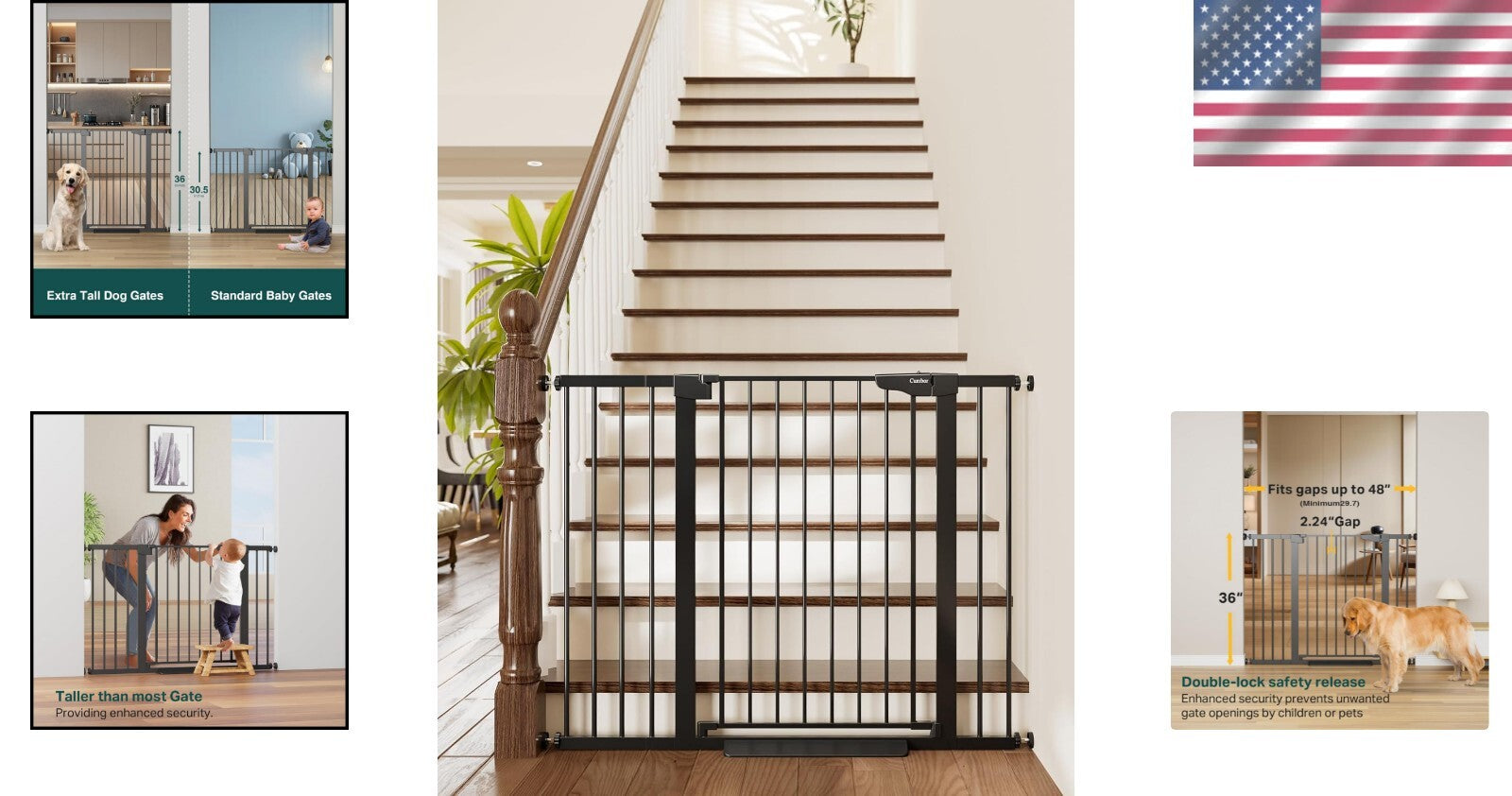 36" Extra Tall Baby Gate - Adjustable 29.7-48" Wide Safety Gate for Pets
