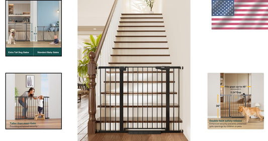 36" Extra Tall Baby Gate - Adjustable 29.7-48" Wide Safety Gate for Pets