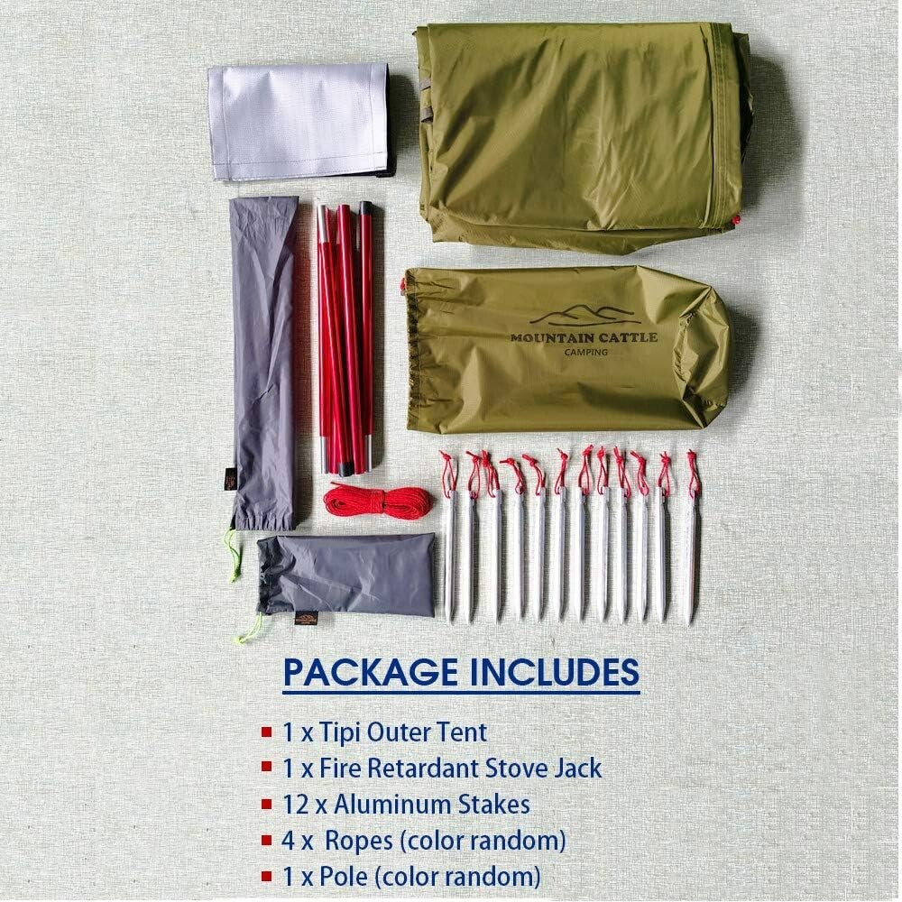 4-Person Lightweight Tipi Tent with Quick Setup - Ideal for Backpacking & Hiking