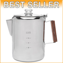 Load image into Gallery viewer, Lightweight &amp; Durable Outdoor Percolator - 12-Cup Stainless Steel Coffee Maker