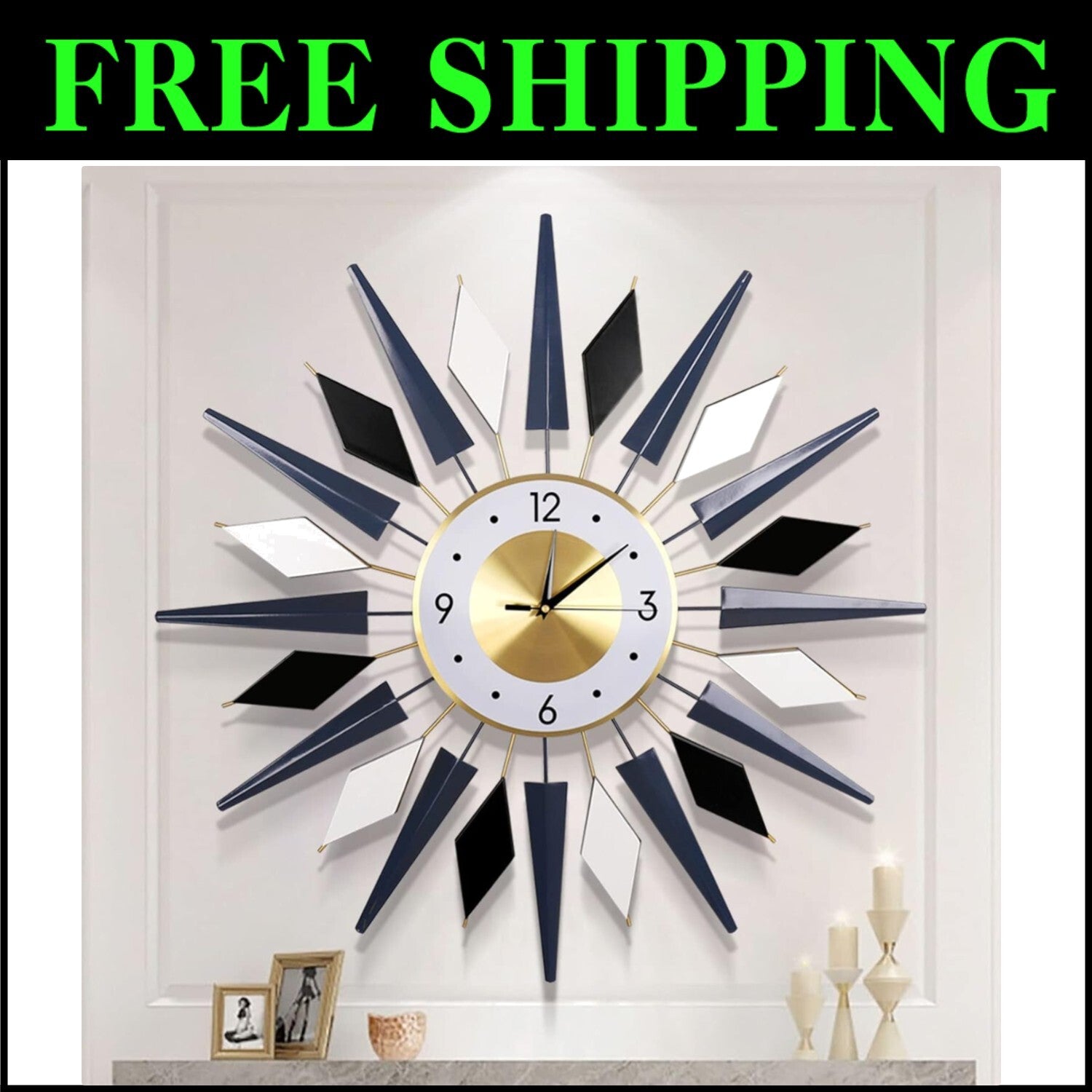 Elegant 28-Inch Decorative Wall Clock - Silent Movement for Living Spaces