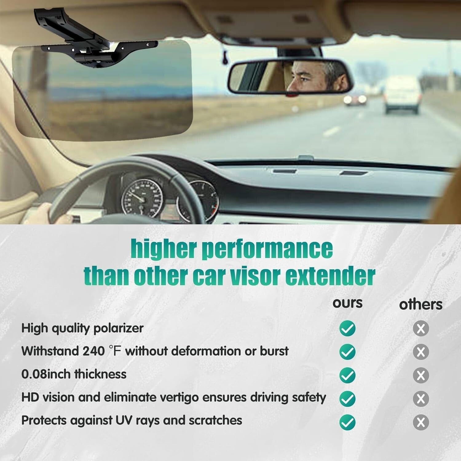 Enhance Driving Comfort: 2-Pack Adjustable Sun Visor Extenders for Cars