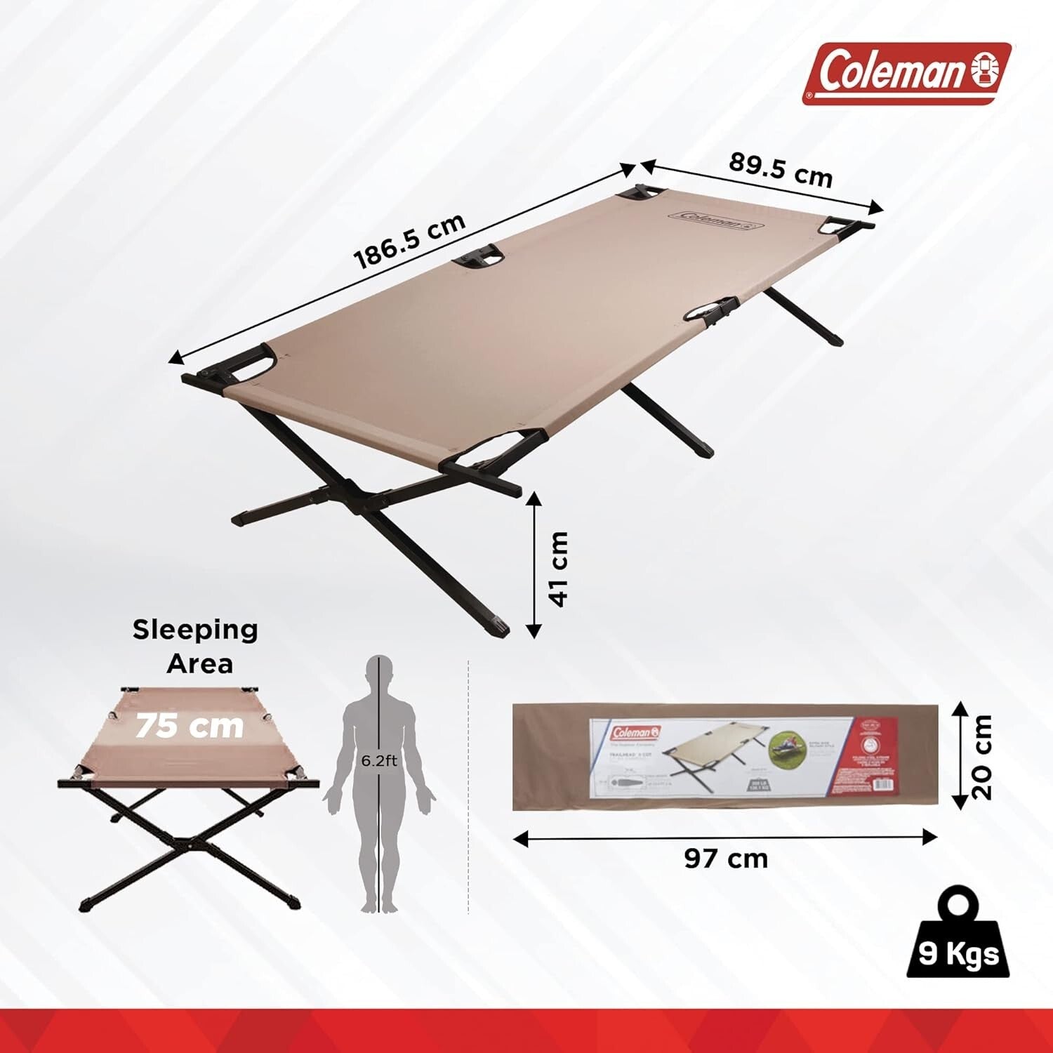 Folding Camping Cot for Adults - Supports Up to 300 lbs, Comfortable & Portable