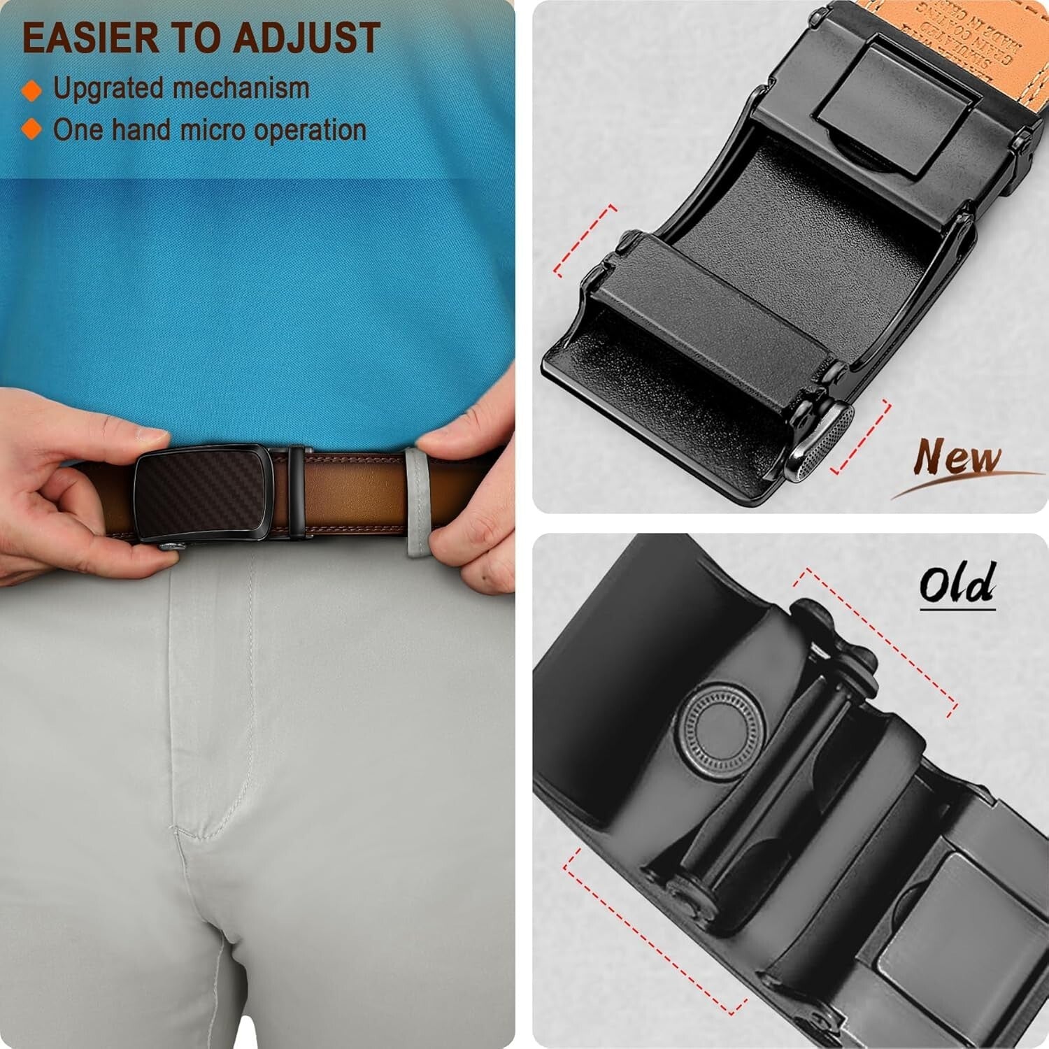 Exclusive Men's Leather Ratchet Belt Set - Adjustable, Durable, Gift-Ready!