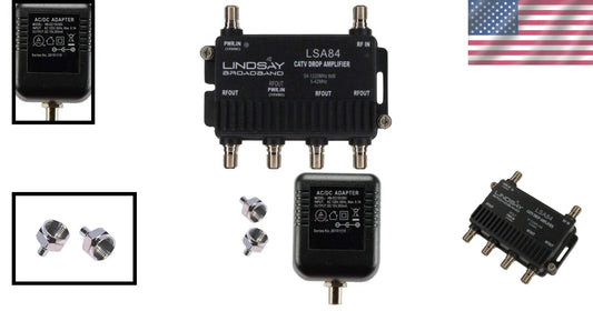 Digital Signal Booster with 4 Outputs - Perfect for Cable TV, Antenna & Internet