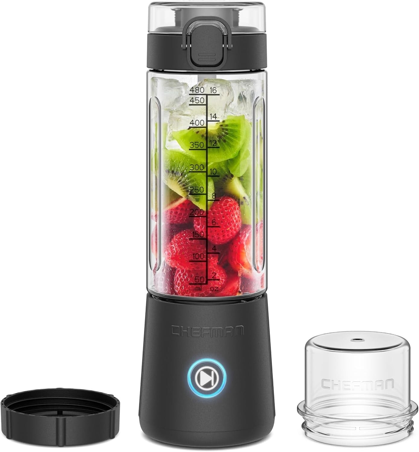 Cordless Portable Blender - USB Rechargeable, 16 oz BPA-Free with LED Indicator