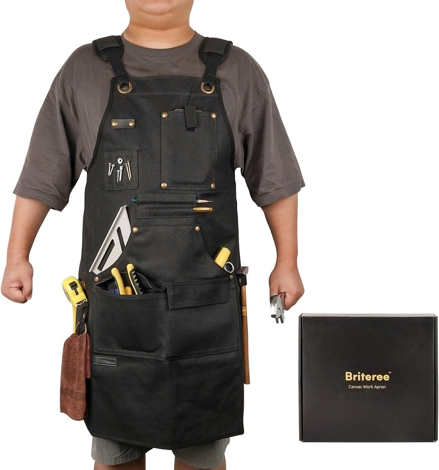 Adjustable Work Apron with 10 Pockets - Perfect Gift for DIY Enthusiasts