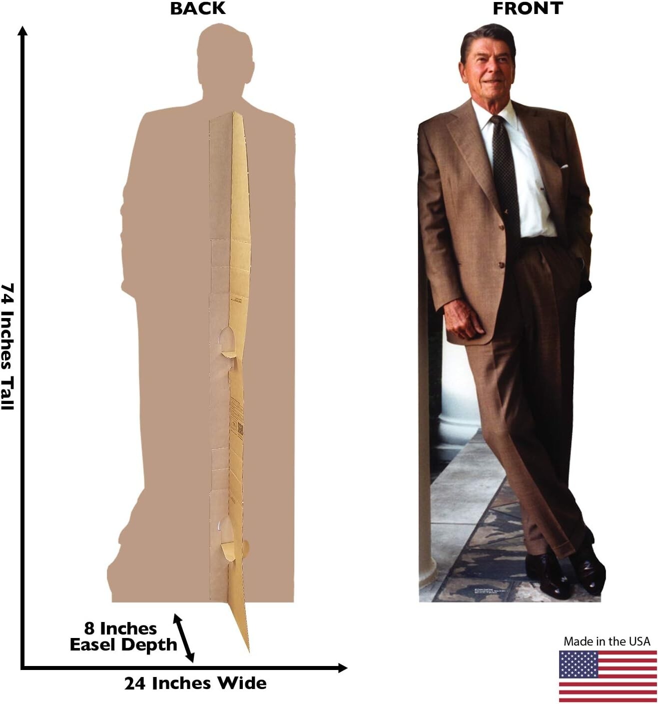 Ronald Reagan 74" Life-Size Cardboard Cutout - Iconic Political Party Decoration