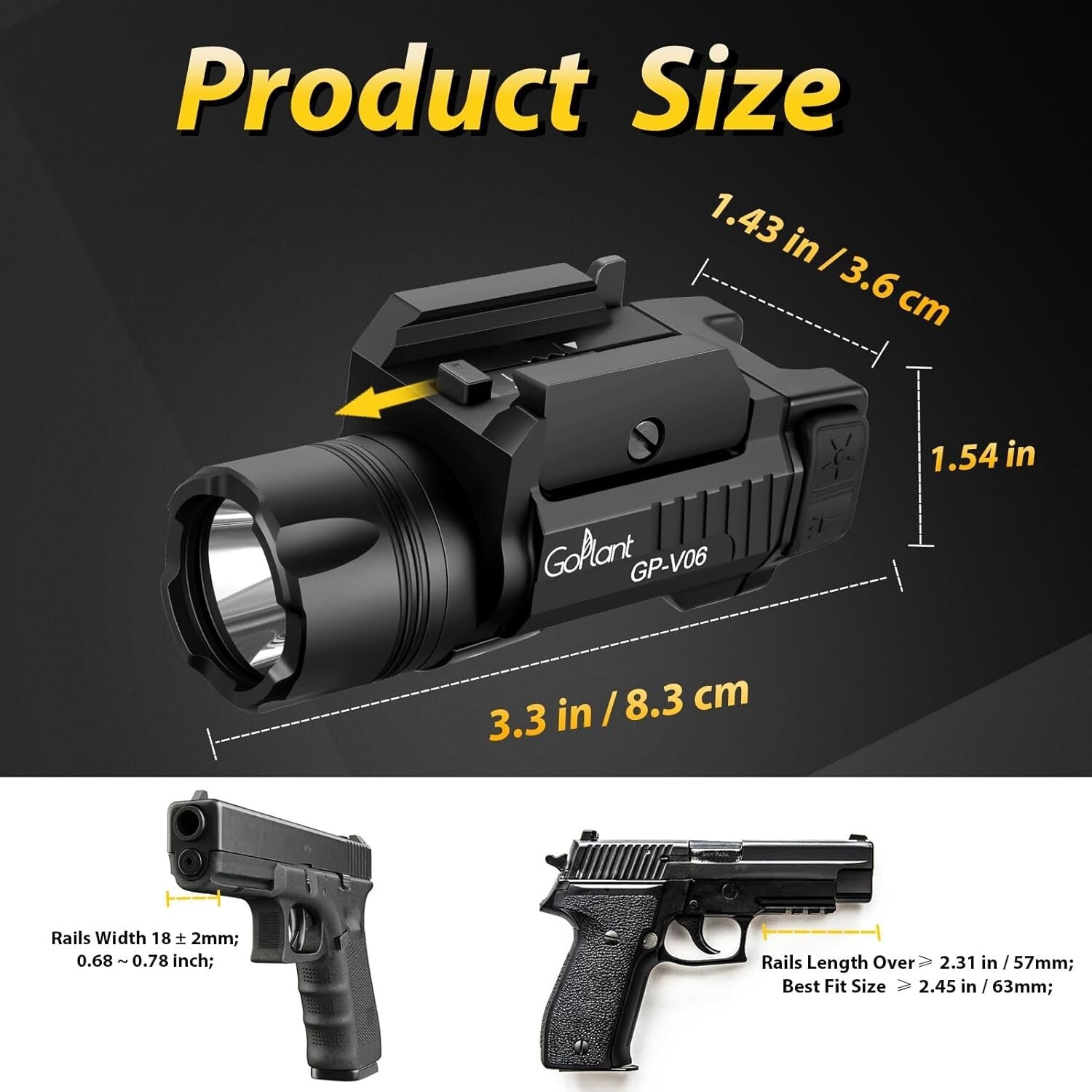 1500 Lumen Tactical LED Flashlight with Green Laser - Rechargeable & Adjustable