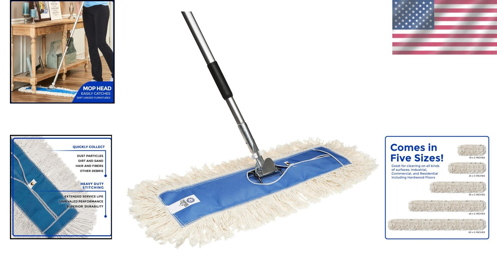 Effortless 24" Mop Kit for Industrial and Residential Hardwood Floor Cleaning