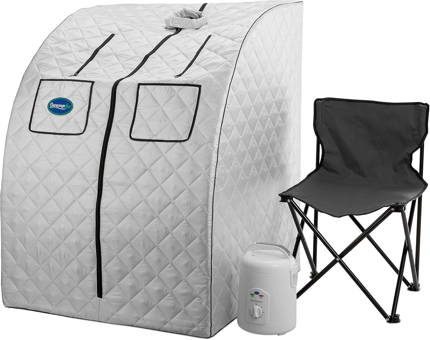 Complete Portable Steam Sauna Spa with 800W Generator & Dual Pockets for Comfort