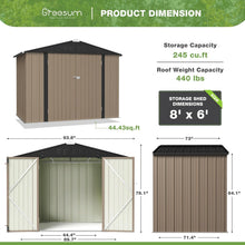 Load image into Gallery viewer, Elegant 8x6 ft Metal Outdoor Storage Shed - Waterproof &amp; Secure with Lock