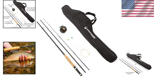 Durable Fly Fishing Rod & Reel Combo for Bass & Trout - Includes Carrying Case