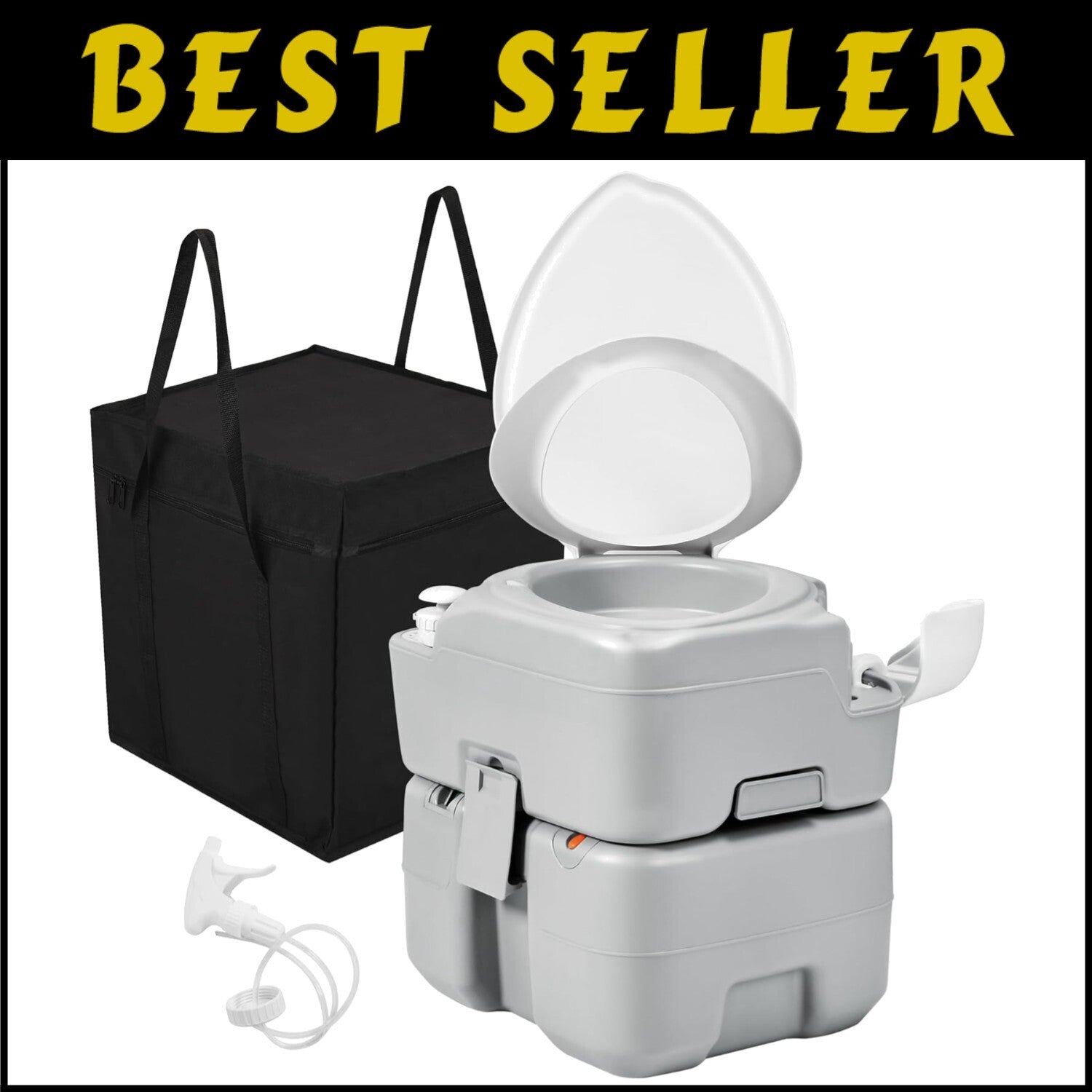Ergonomic Portable Camping Toilet with Diagonal Bowl & 5.3 Gal Waste Tank