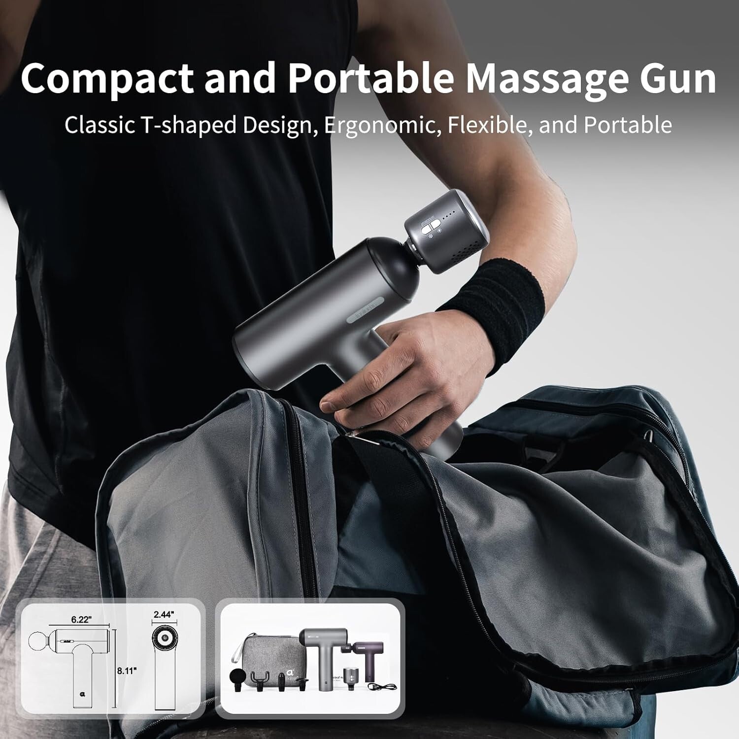 Battery-Powered Massage Gun with Touch Screen - Perfect for Muscle Recovery