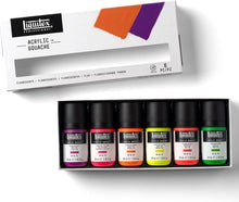 Load image into Gallery viewer, Intense Fluorescent Acrylic Gouache Paint Set, 6 x 2oz for Digital Illustrations