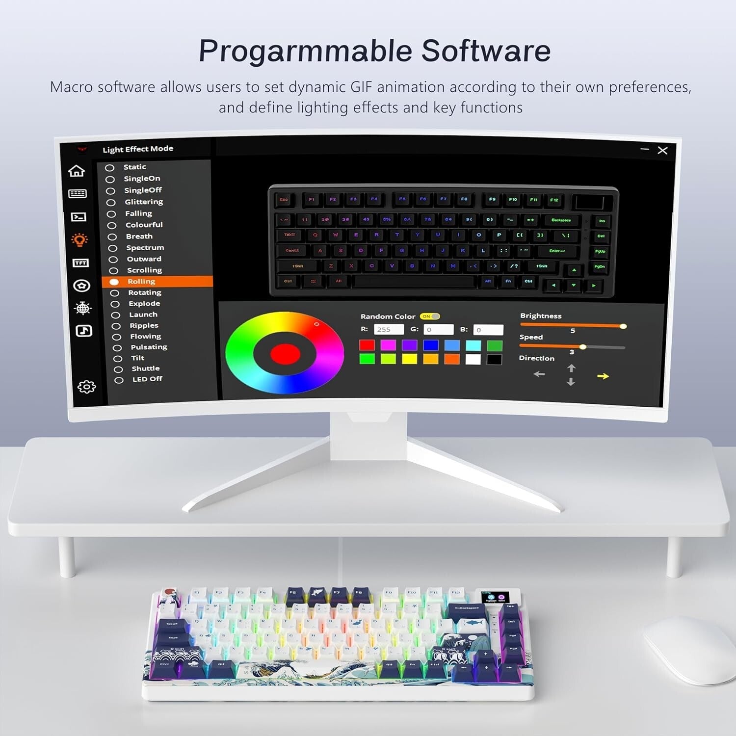 Womier S-K80 75% Mechanical Keyboard with Color OLED and Hot-Swappable Switches