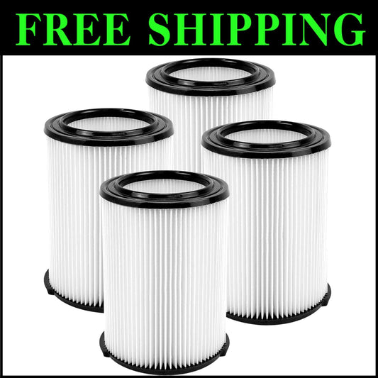 QwikLock VF4000 Filter Replacement - Washable 4-Pack for Ridgid/Husky Vacuums