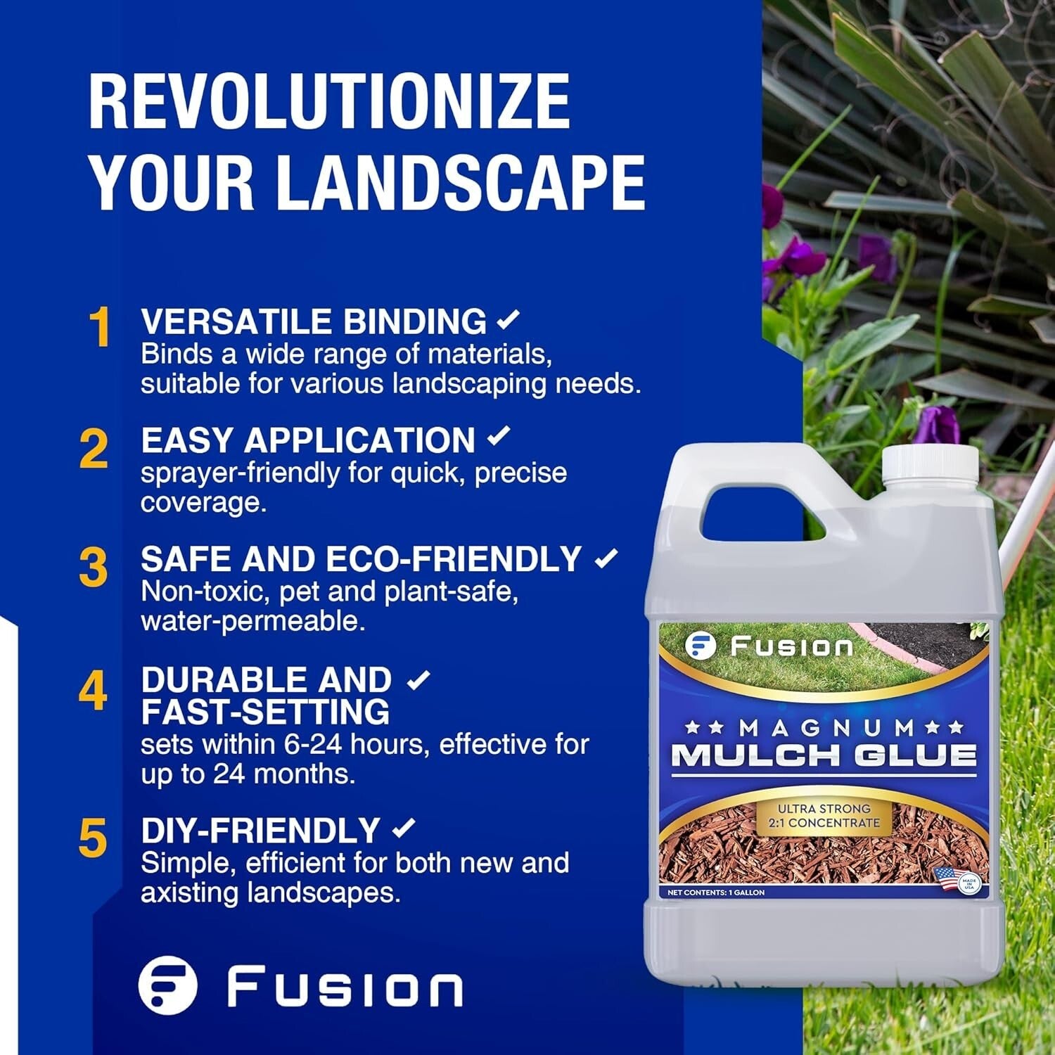 Fast-Drying Landscaping Glue - 1 Gallon Magnum Mulch Adhesive for Outdoor Spaces
