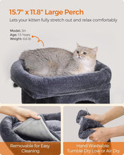 Load image into Gallery viewer, Smoky Gray 26.4-Inch Cat Tree with 2 Caves and Large Perch - Ideal for Kittens