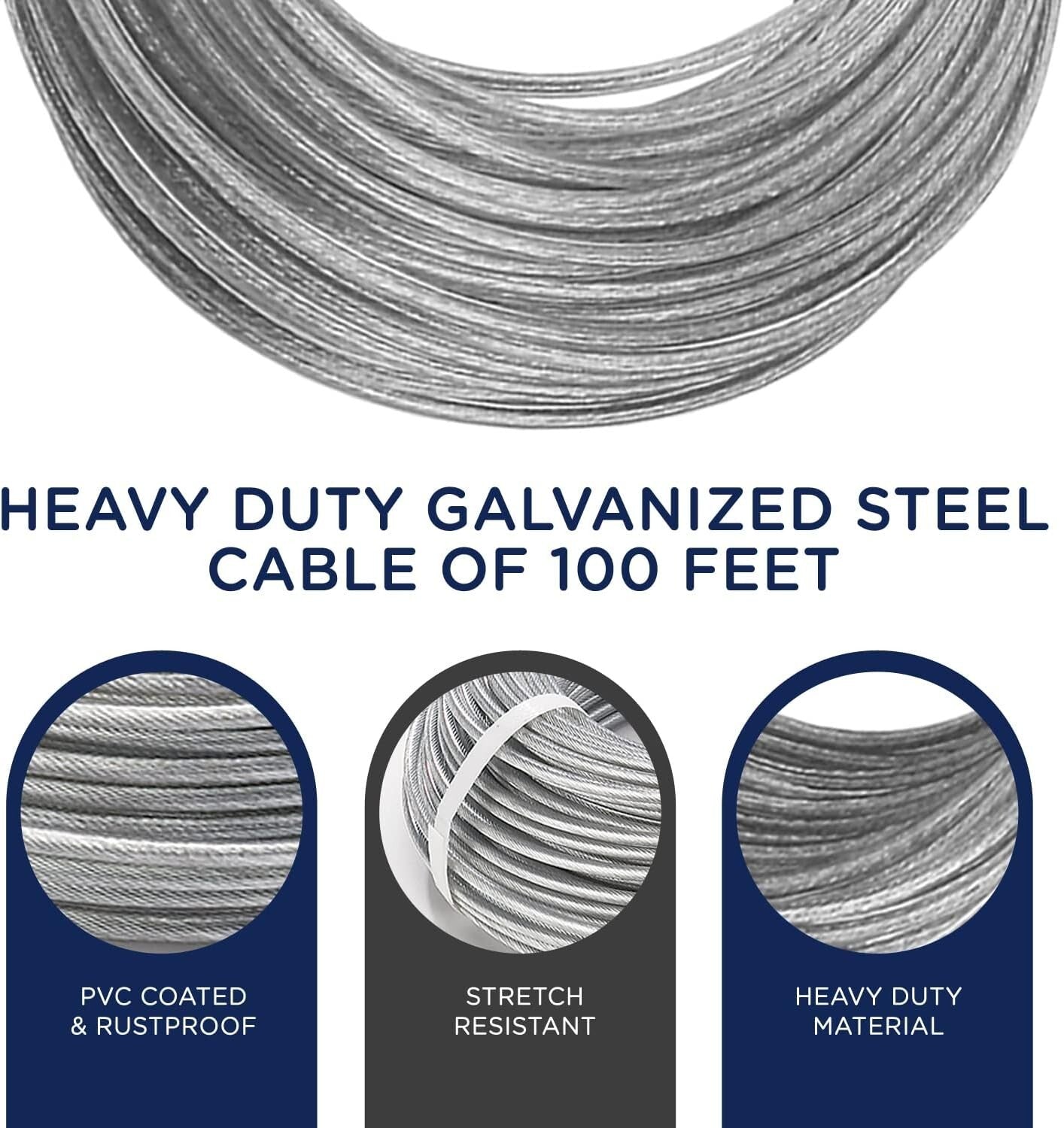 Multifunctional Heavy-Duty Clothesline Kit - 150ft Galvanized Wire & Accessories
