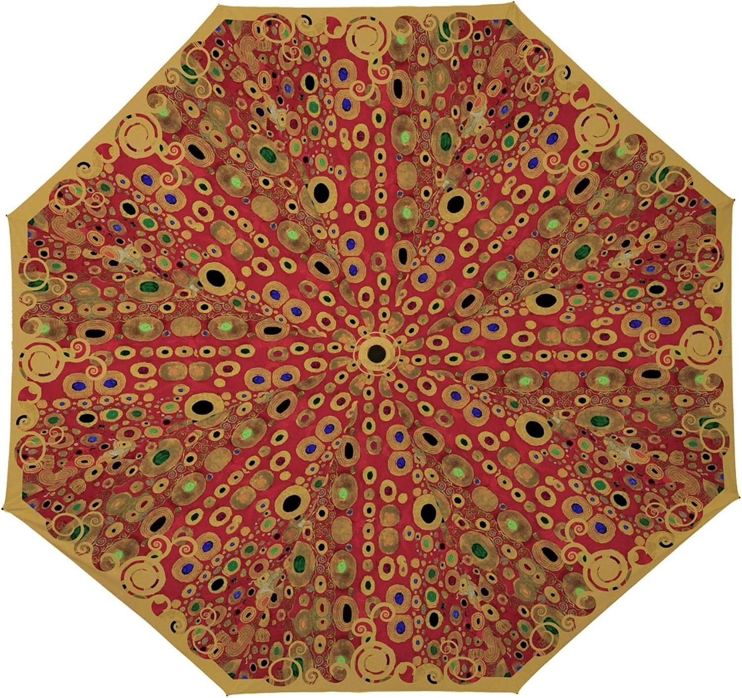 Stylish Reverse Umbrella - Klimt 'Hope II' Red Art with Auto-Open Feature