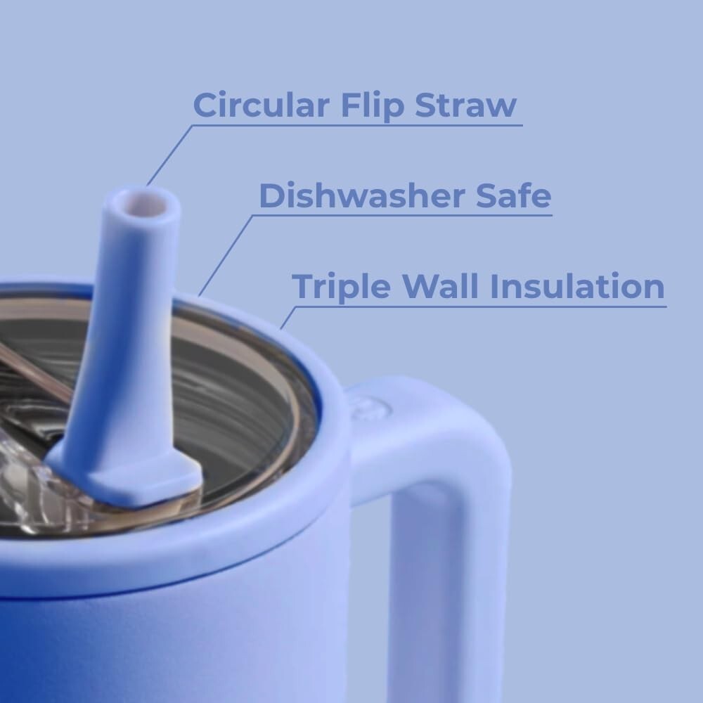 Durable 40 oz Water Bottle with Circular Flip Straw & Non-Slip Base for Travel