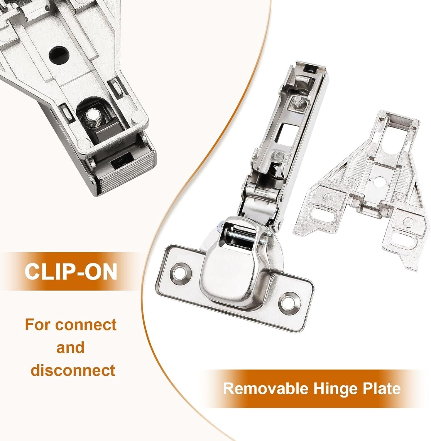 Durable Iron Concealed Hinges - 20 Pairs Satin Nickel Kitchen Cabinet Hardware