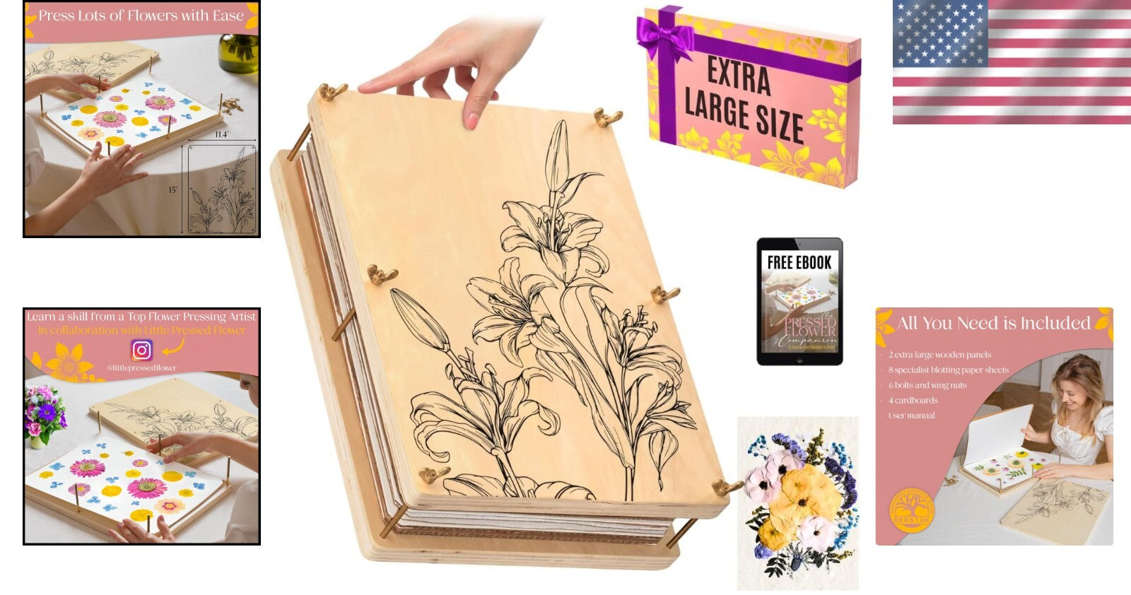 Extra Large Flower Press Kit 38 x 29cm with Video Tutorials for Craft Lovers