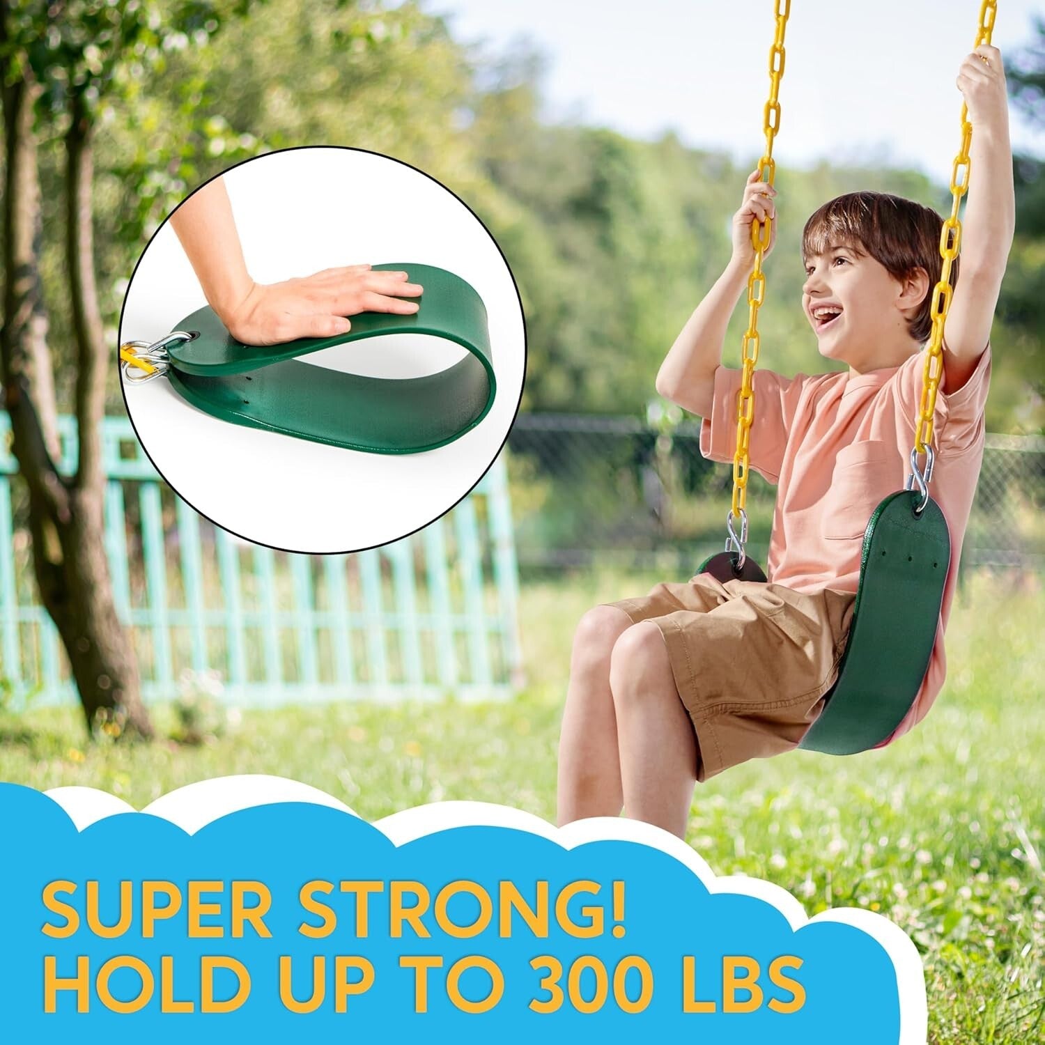 Premium 66" Heavy Duty Green Swing Seats - Ideal for Outdoor Playgrounds