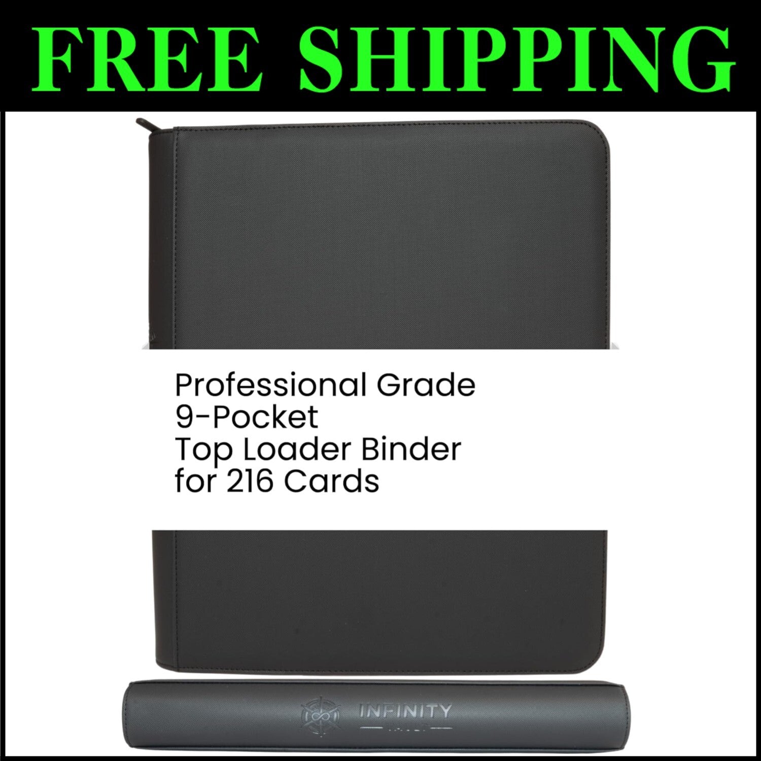 Durable 216 Card Collection Top Loader Binder - Scratch-Resistant with Zipper