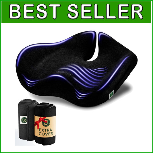 30% Larger Office Chair Cushion - Portable Memory Foam for Pain Relief & Comfort