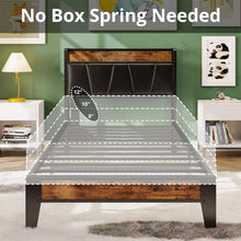 Load image into Gallery viewer, Sturdy Twin XL Bed Frame - Storage Headboard with USB Outlets for Modern Living