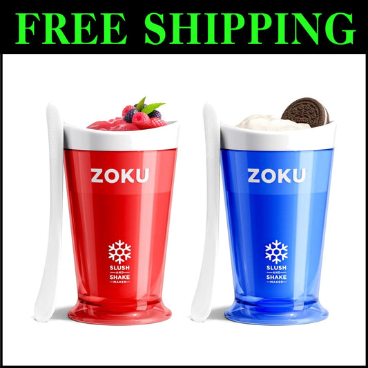 2 x 8-Ounce Slushy Cups with Innovative Spoons for Custom Flavor Creations