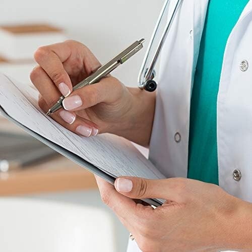 F-701 Retractable Ballpoint Pen 4-Pack - Stainless Steel, Fine 0.8mm Black Ink