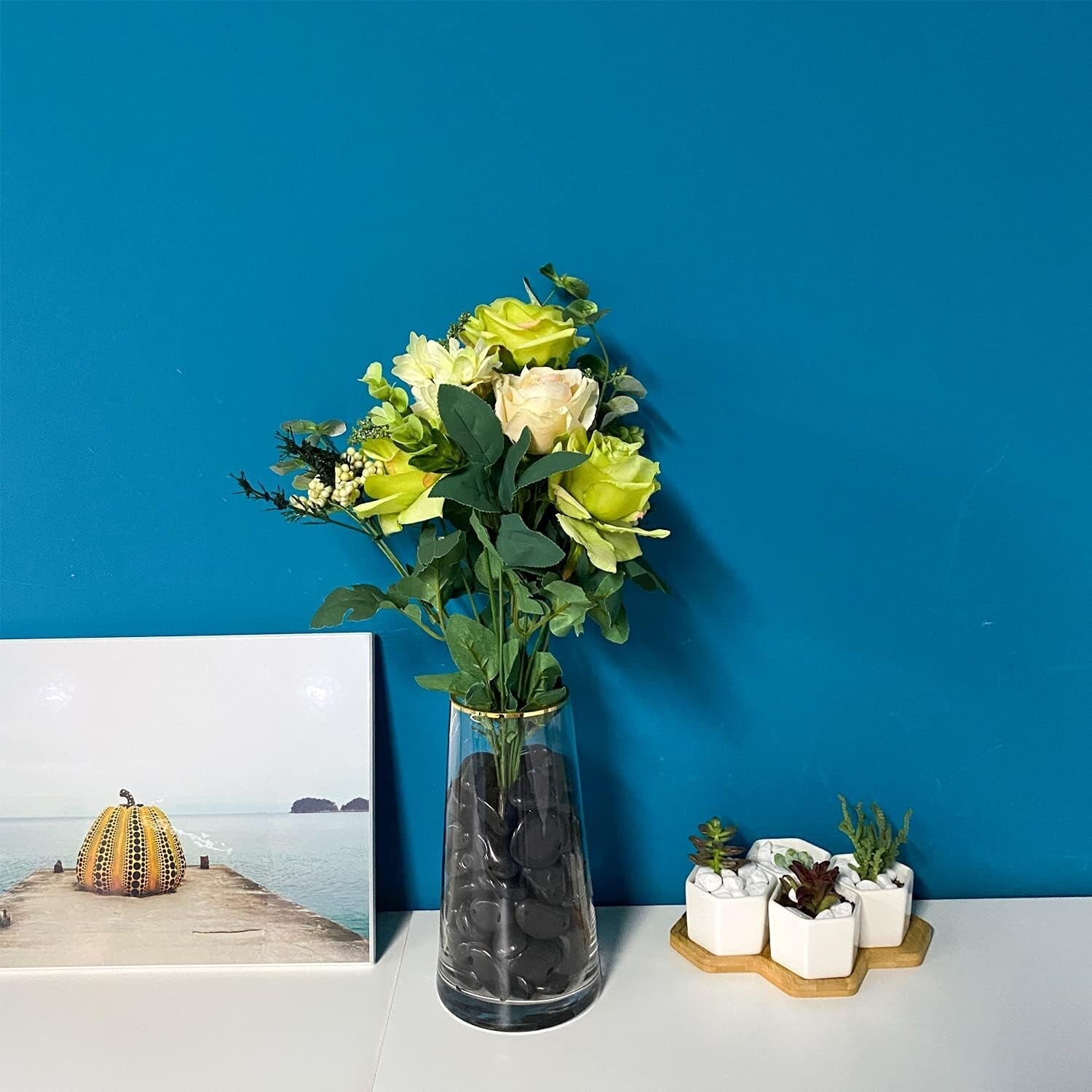 20 lbs Decorative Black River Rocks - Natural Pebbles for Stylish Plant Decor