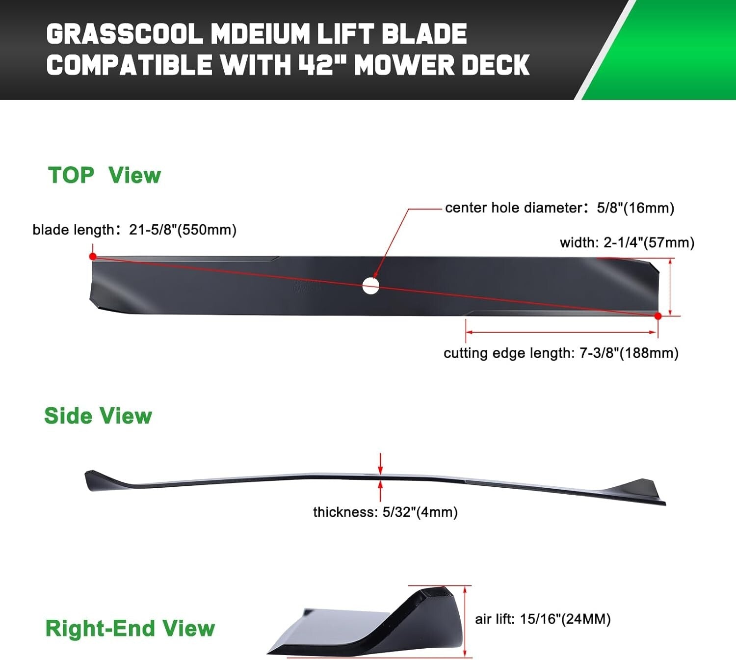 Precision 42-Inch Mower Blades for Toro Timecutter - 2 Pack, Rust-Resistant