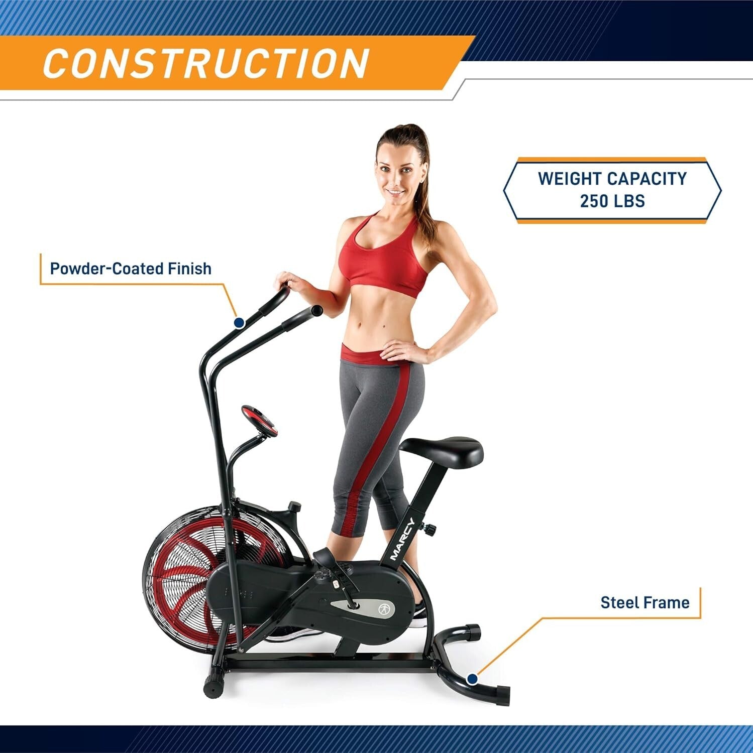 Dual Action Air Resistance Exercise Bike with Ergonomic Adjustable Seat Design