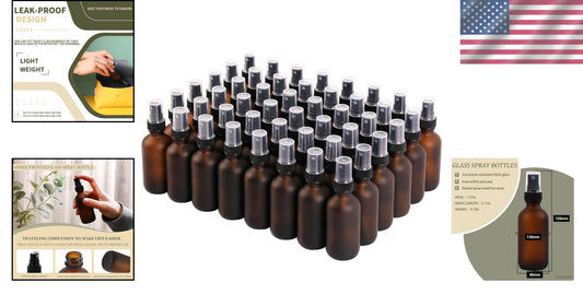 Multi-Purpose 2 oz Reusable Amber Spray Bottles - 48 Pack for Beauty & Cleaning