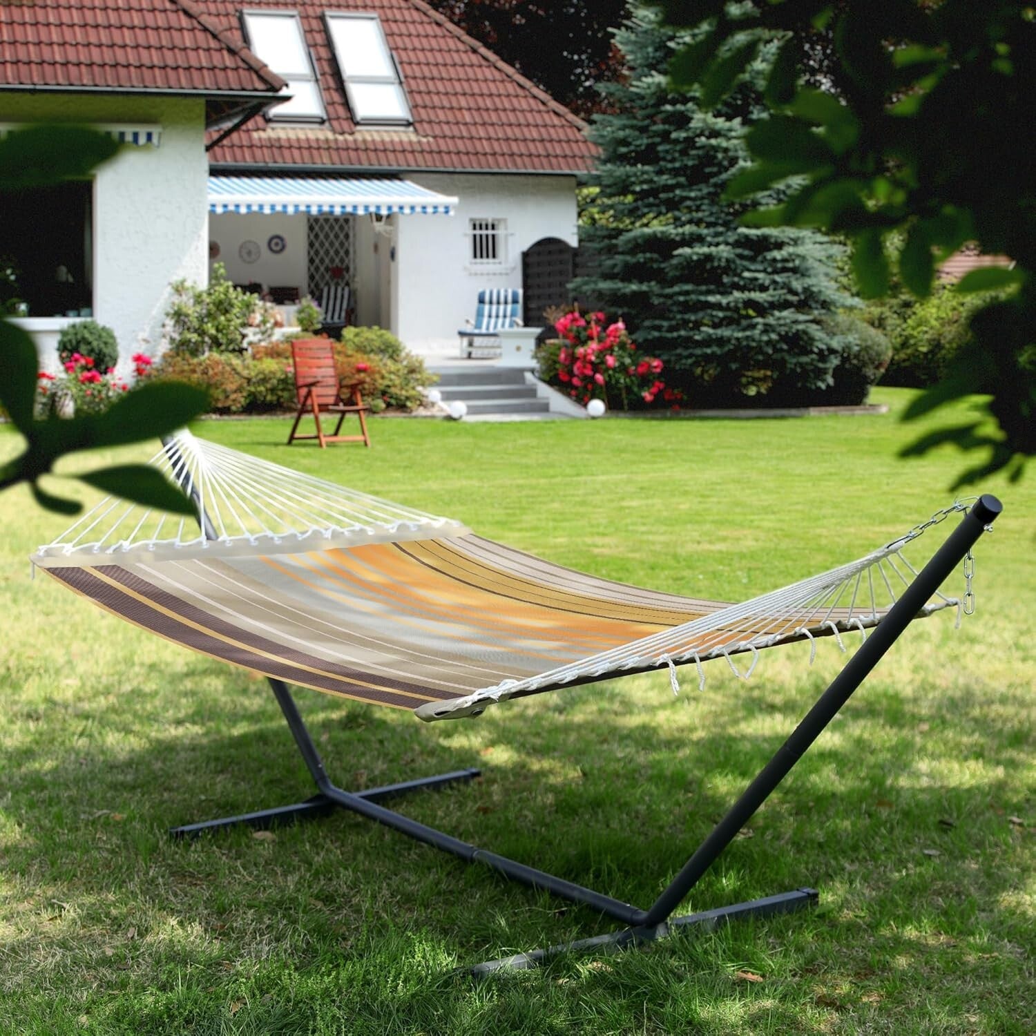 Double Hammock with Concealed Support Bar – 450 lbs Capacity, Quick Dry Fabric