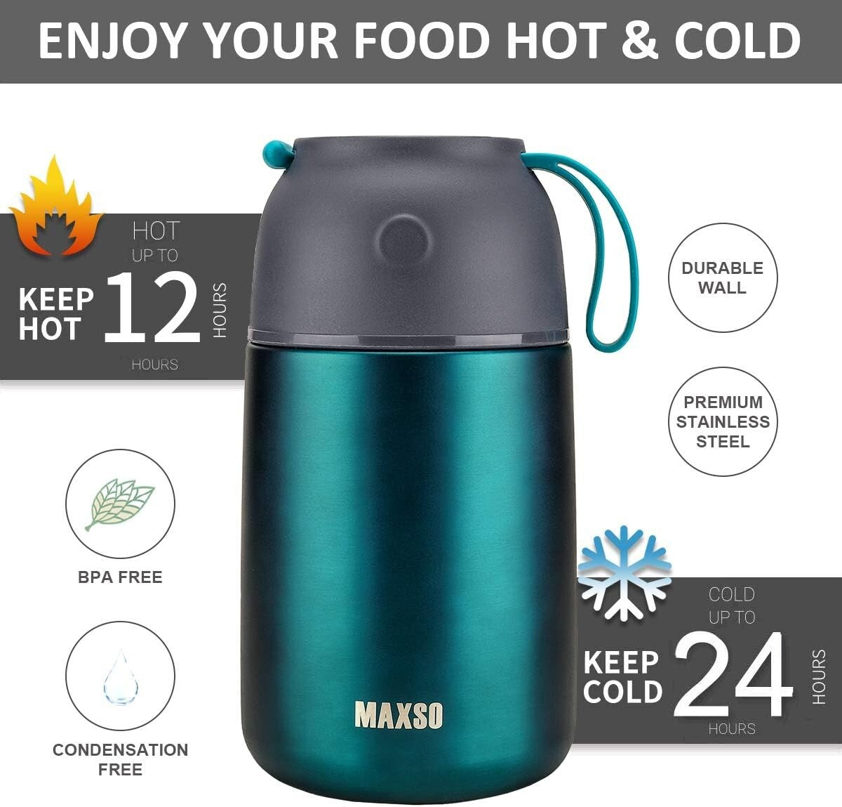 Dishwasher Safe Insulated Food Jar Set - Hot & Cold Storage for All Ages, 2 Pack