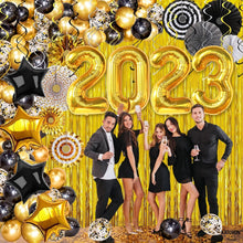 Load image into Gallery viewer, Reusable 2023 Graduation Balloon Arch Kit - Gold &amp; Black Decorations Pack of 115