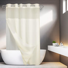 Load image into Gallery viewer, Hotel Grade Water-Repellent Shower Curtain with Semi-Sheer Top Window - 71x74