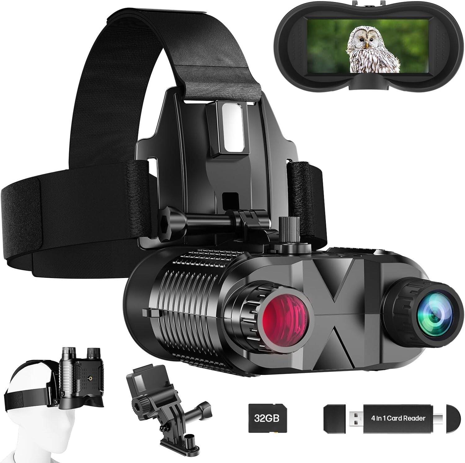 Hands-Free Night Vision Goggles with 8X Zoom - Rechargeable Infrared Binoculars