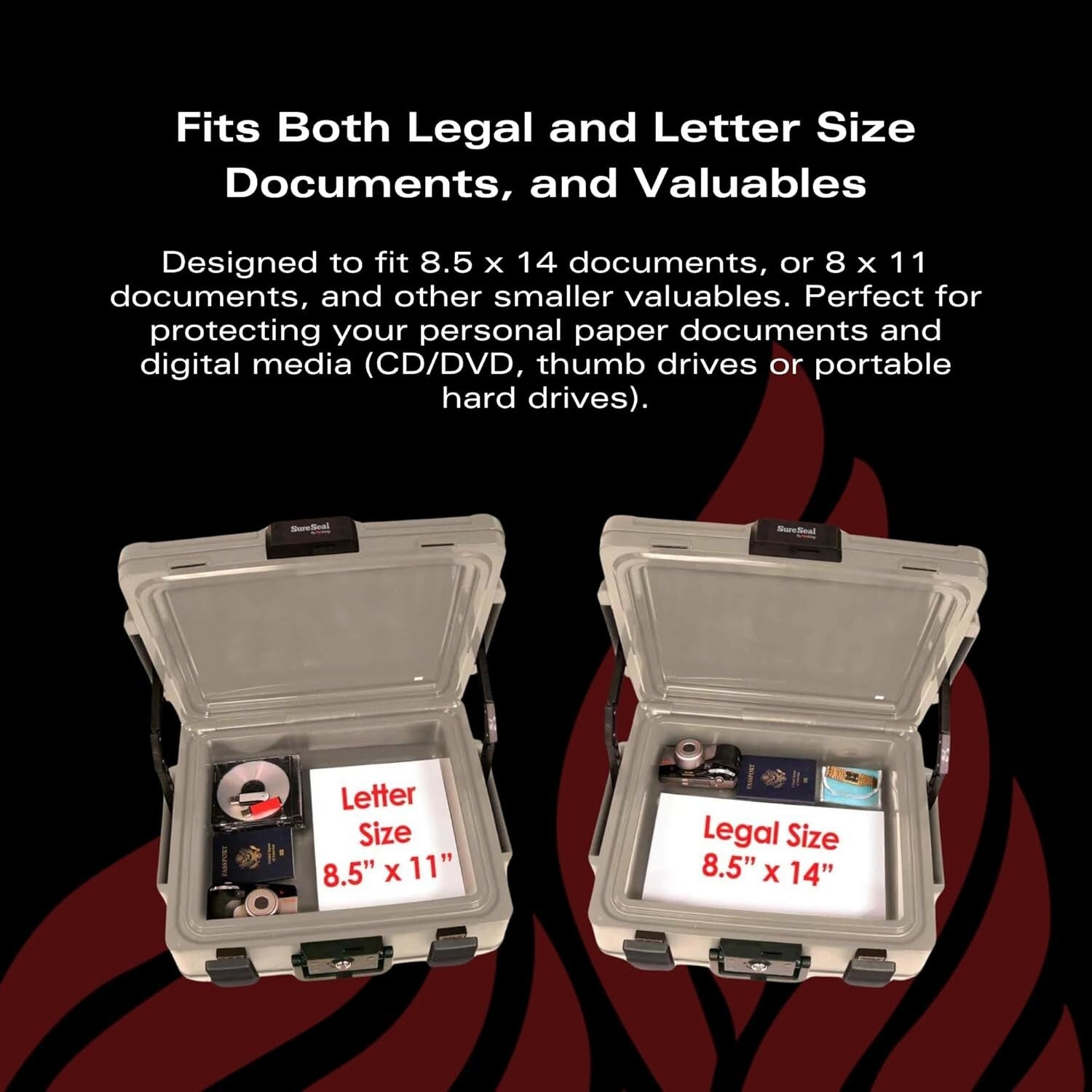 Impact-Rated SureSeal Fireproof Chest - 48 Hour Water Resistance, Key Lock