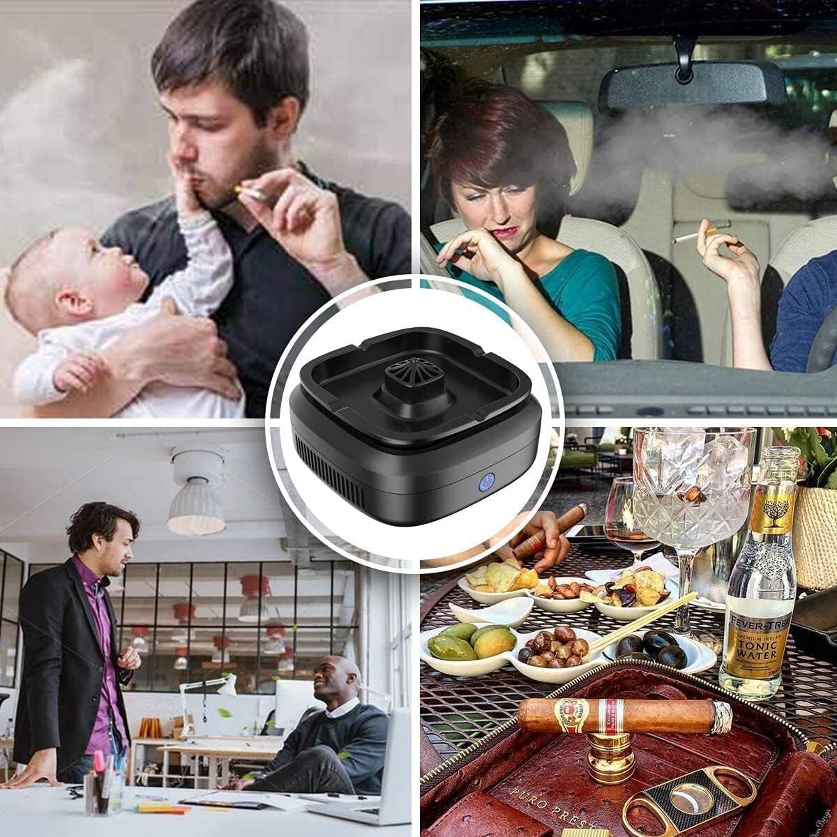 Elegant Smokeless Ashtray for Smokers - Indoor & Outdoor USB Rechargeable Design